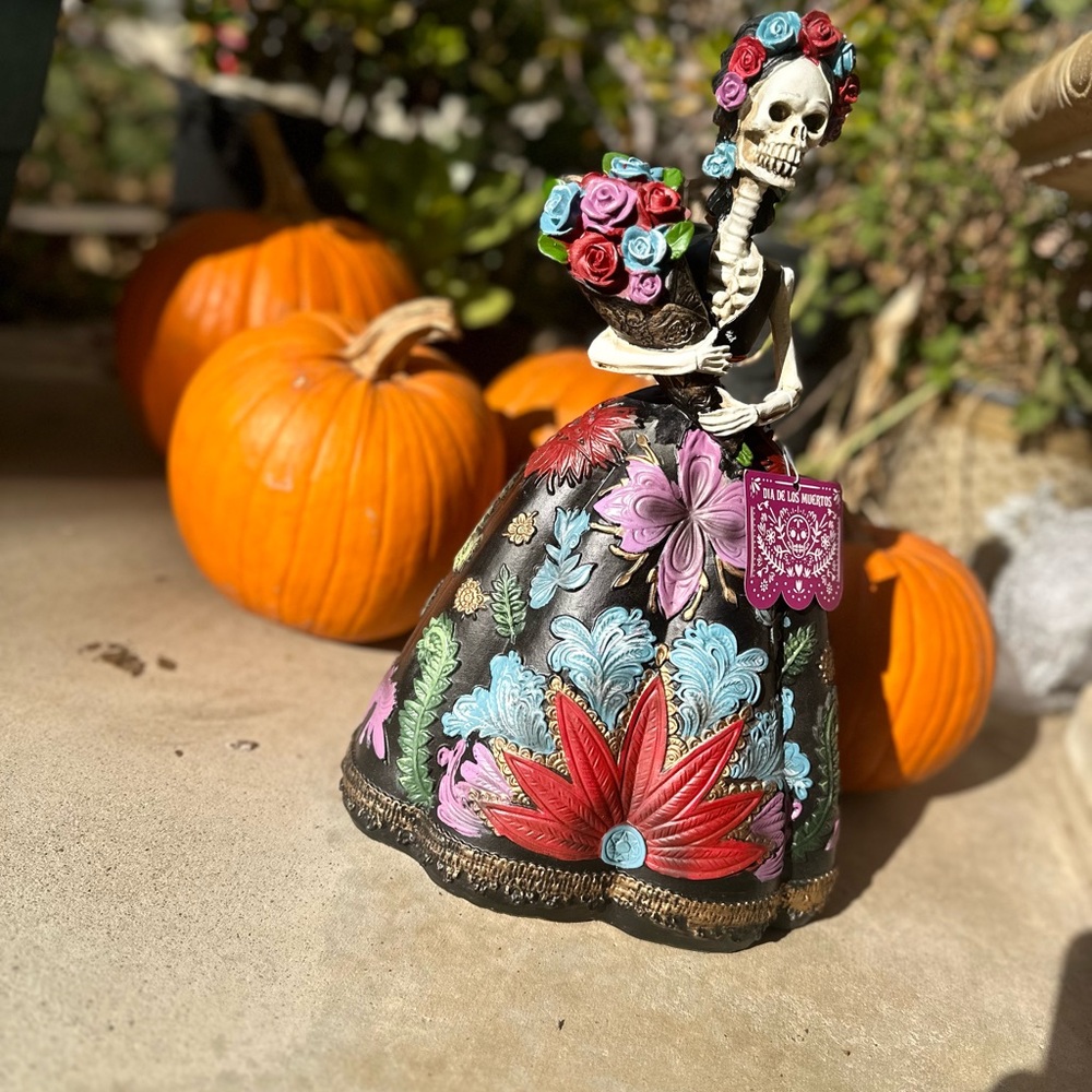 Colorful Floral Skeleton Figurine